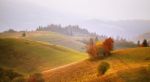 Autumn Mountain Panorama. October On Carpathian Hills Stock Photo