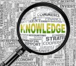 Knowledge Magnifier Indicates Searching Wisdom And Expertness Stock Photo