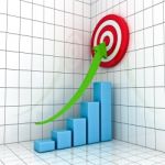 Business Graph With Dartboard Stock Photo