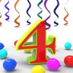 Number Four Party Shows Creative Decoration Or Adornments Stock Photo