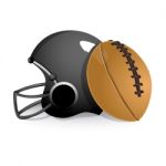 American Football Ball And Helmet Stock Photo