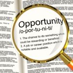 Opportunity Definition Magnifier Stock Photo