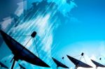 Satellite Dish Transmission Data Stock Photo
