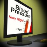 Blood Pressure On Monitor Showing Very High Levels Or Unhealthy Stock Photo