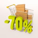 Shopping Cart And 70 Percent Stock Photo
