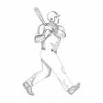 Baseball Player Batting Doodle Stock Photo