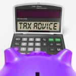 Tax Advice Calculator Shows Assistance With Taxes Stock Photo
