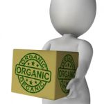 Organic Stamp On Box Showing Natural Farm Eco Food Stock Photo