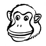 Freehand Illustration Of Monkey Head On White Background Stock Photo