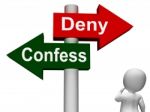 Confess Deny Signpost Shows Confessing Or Denying Guilt Innocenc Stock Photo