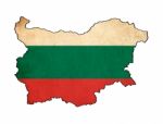 Bulgaria Map On Bulgaria Flag Drawing ,grunge And Retro Flag Ser Stock Photo