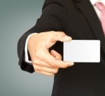 Business Man With Empty Card Stock Photo
