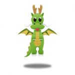 Green Dragon For Illustration Cute Cartoon Of Paper Cut Stock Photo