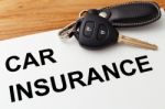 Car Insurance With Car Key Stock Photo