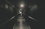 Dark Long Hallway Stock Photo