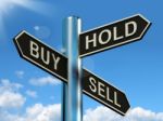 Buy Hold And Sell Signpost Stock Photo