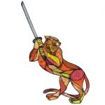 Tiger Sword Fighting Mandala Stock Photo