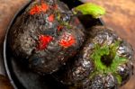 Charcol Scorched Fresh Bell Peppers Stock Photo