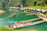 Motor Raft Wharf In Ratchaprapha Dam At Khao Sok National Park, Surat Thani, Thailand Stock Photo