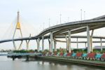 Bhumibol Bridge , Bangkok, Thailand Stock Photo