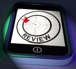 Review Smartphone Displays Feedback Evaluation And Assessment Stock Photo