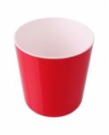 Red Plastic Bucket On White Background Stock Photo