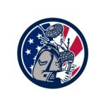 American Bagpiper Usa Flag Icon Stock Photo