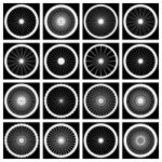 Bicycle Wheel Icon Set. Black Square Shape.  Illustration Stock Photo