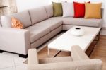 Sofa Set With Colored Cushions Stock Photo
