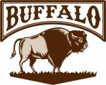 Buffalo American Bison Side Woodcut Stock Photo