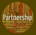 Partnership Word Shows Working Together And Cooperation Stock Photo