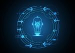 Internet Of Things Technology Head Lightbulb Abstract Background Stock Photo