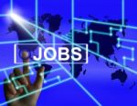 Jobs Screen Represents Worldwide Or Internet Career Search Stock Photo