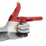  Egypt Flag On Shooting Hand Stock Photo