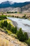 View Of The Yellowstone River In Montana Stock Photo