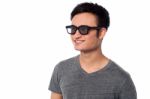 Young Happy Man Wearing Dark Sunglasses Stock Photo