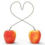Apple Heart Indicates Valentines Day And Love Stock Photo
