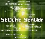 Secure Server Shows Computer Servers And Encryption Stock Photo