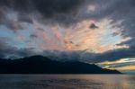 Sunset Over Lake Geneva At Montreux Stock Photo