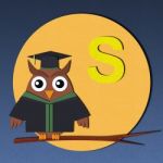 Alphabet S And Graduates Owl Stock Photo