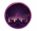 Mosque In Purple Color Sky Night,  Illustration Stock Photo