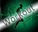 Workout Words Shows Physical Activity And Athletic Stock Photo