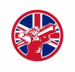 British Construction Worker Union Jack Flag Icon Stock Photo