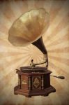 Old Bronze Gramophone Stock Photo