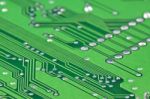 Green Electronic Circuit Close-up Stock Photo