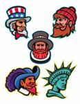 American And British Mascots Collection Stock Photo