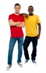 Smiling Casual Young Guys Standing Stock Photo