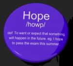 Hope Definition Button Stock Photo
