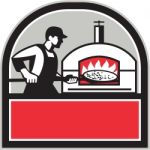 Pizza Cook Peel Wood Fired Oven Crest Retro Stock Photo