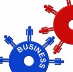 Business Cogs Shows Company Trade And Teamwork Stock Photo
